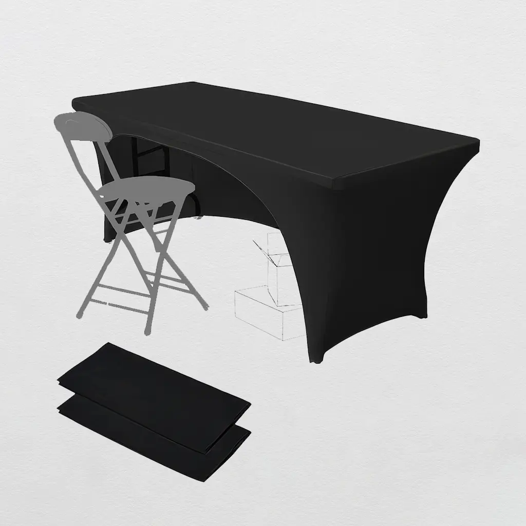 Trestle table package with fitted black cloth